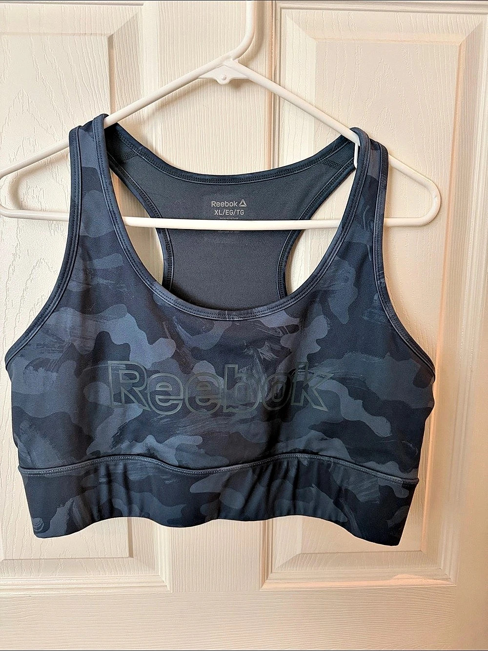 Reebok Camo Sports Bra in Blue & Black XL Like New